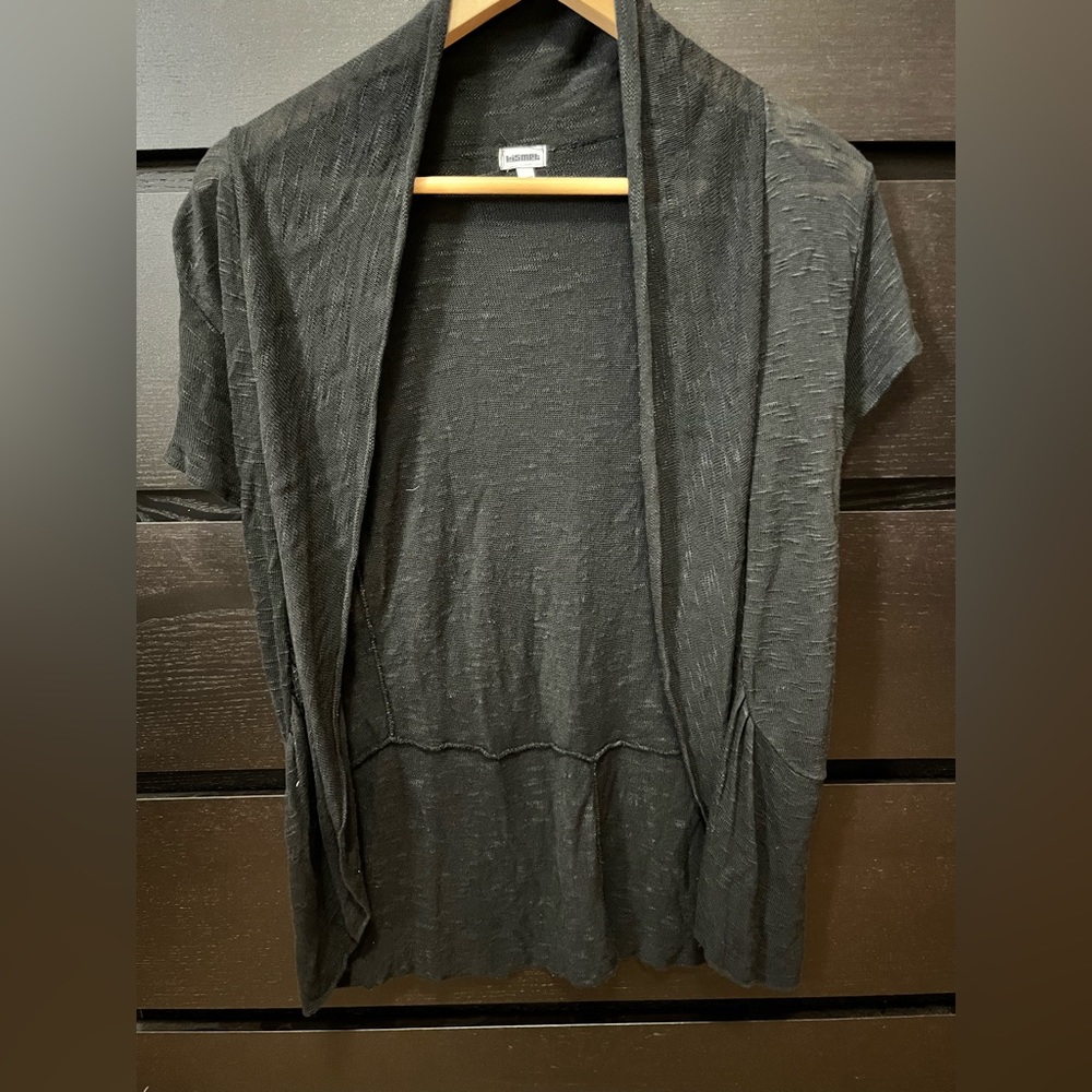 Short Sleeve Shawl Collar Sweater
